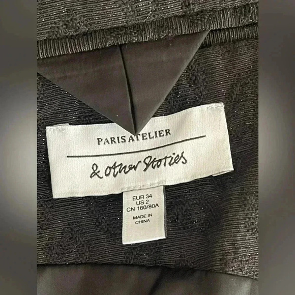 & OTHER STORIES Metallic Leopard Double Breasted Blazer - Size US 2 - Picture 9 of 9